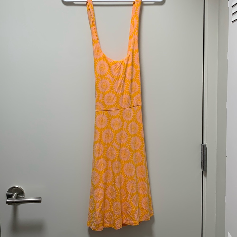 Fighting Eel Orange and Pink Floral Print Sleeveless Dress Size Large